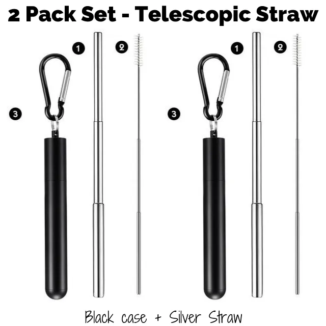 Collapsible Stainless Steel Pocket Straw (2pack Set)