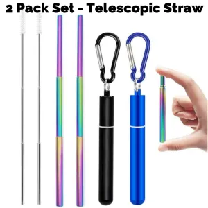 Collapsible Stainless Steel Pocket Straw (2pack Set)