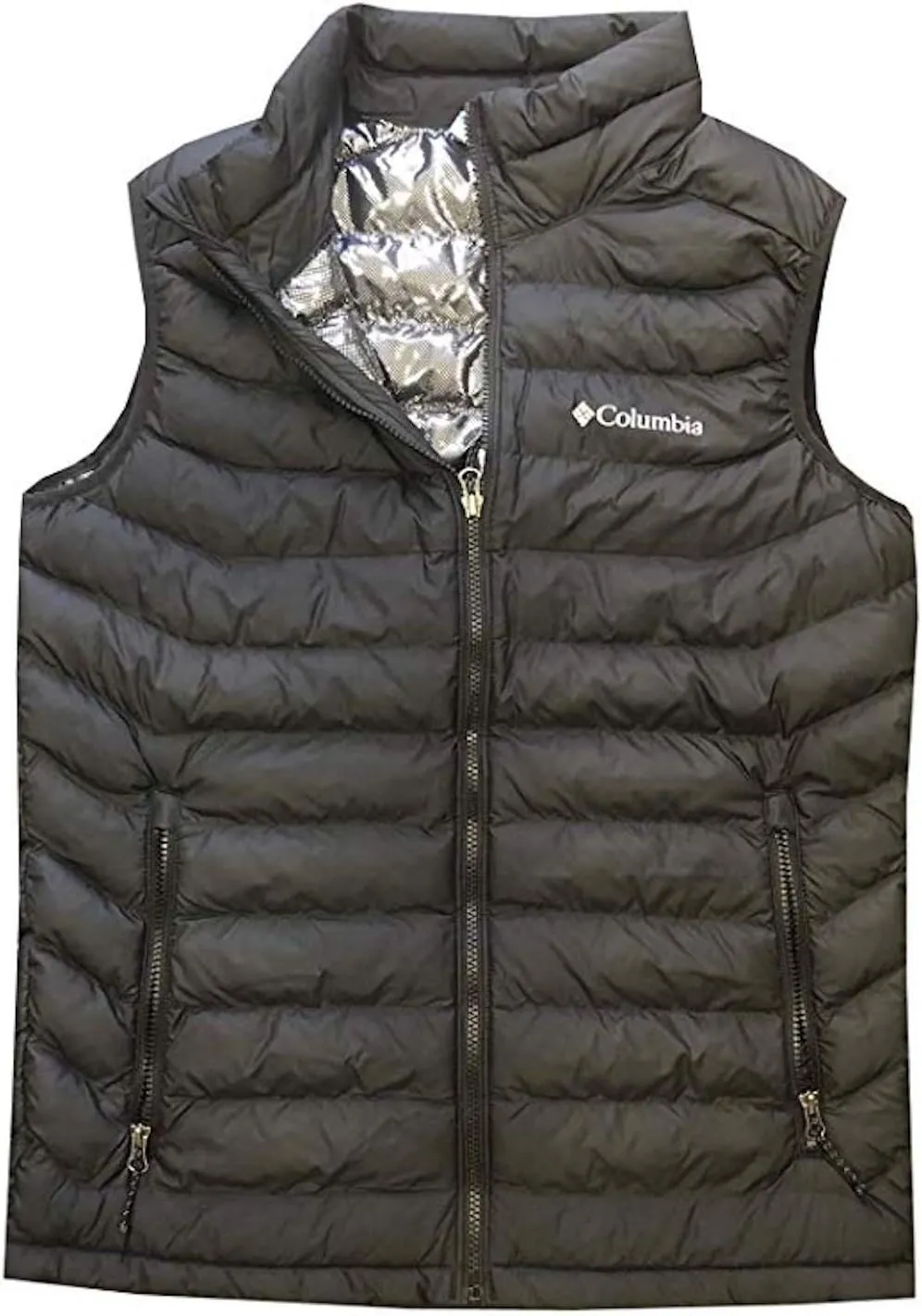 Columbia Mens White Out Omni-Heat Puffer Vest, Black, X-Large