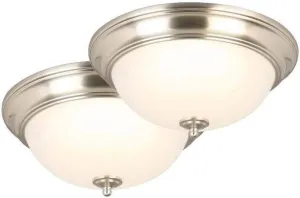 Commercial Electric 13 in. Brushed Nickel LED Twin Pack Flushmount