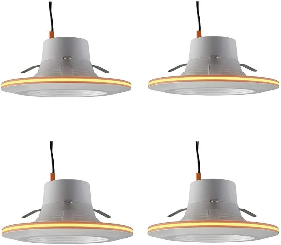 Commercial Electric 6 in. Selectable Integrated LED Recessed Trim Can Light with Night Light Feature 5 CCT 670 Lumens Dimmable (4 Pack)