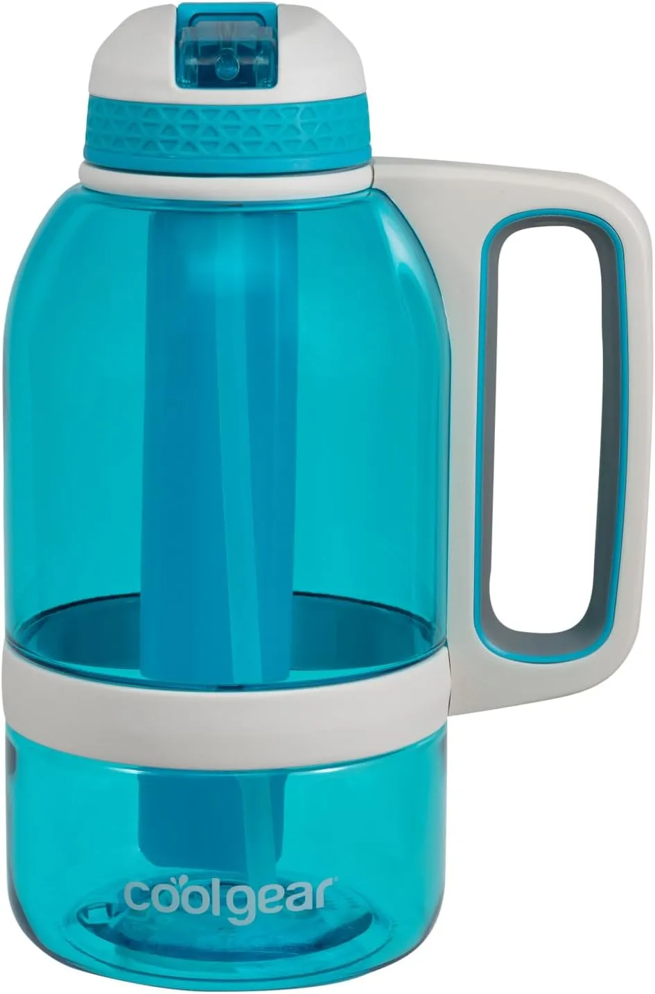 COOL GEAR 2-Pack 64 oz System Sports Water Bottle with Freezer Stick and Handle | Durable, Shatter Resistant Tritan™ Material - Teal