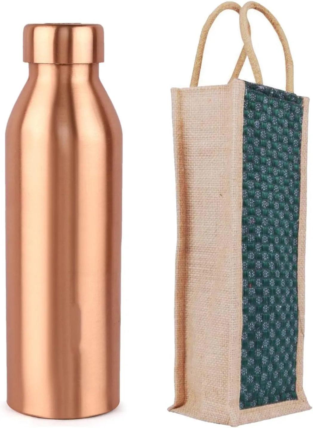 Copper Water Bottle with Jute Carry Bag Bedroom Bottle, Drink Ware,Drink Ware, Stylish, Modern & Elegant Design pcs 1