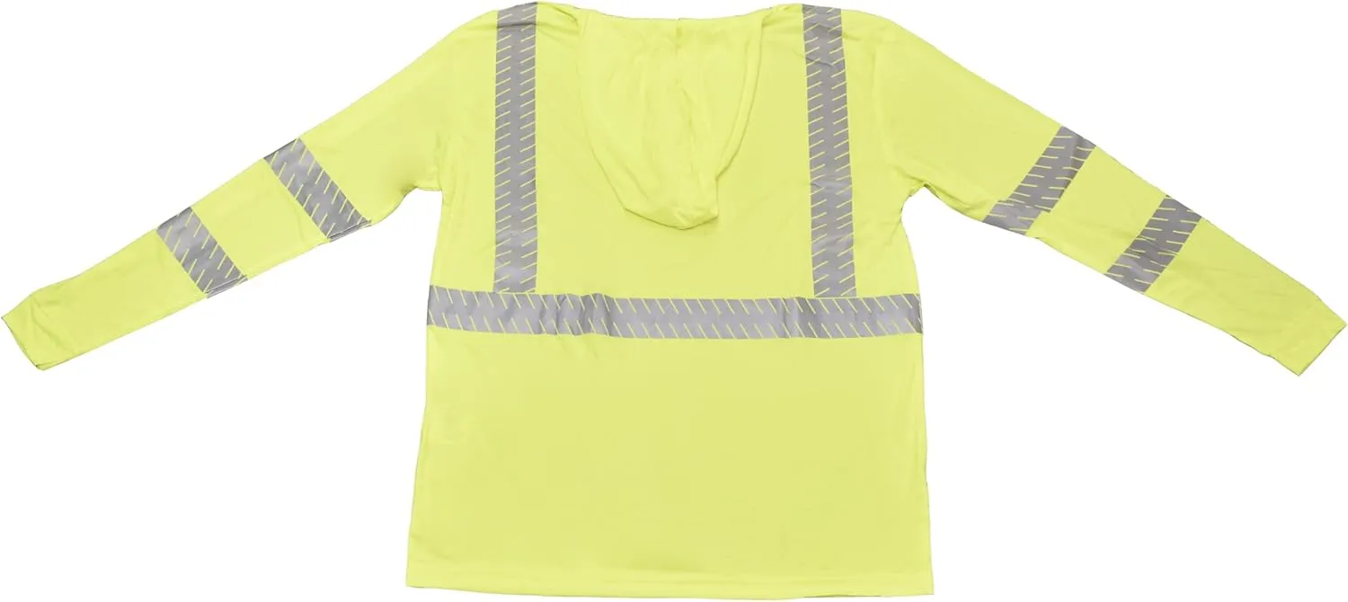 Cordova Unisex-Adult Hi-vis Class Iii Lime Hoodie with Silver Reflective Tape - Long Sleeve, SPF 50 & Moisture Wicking