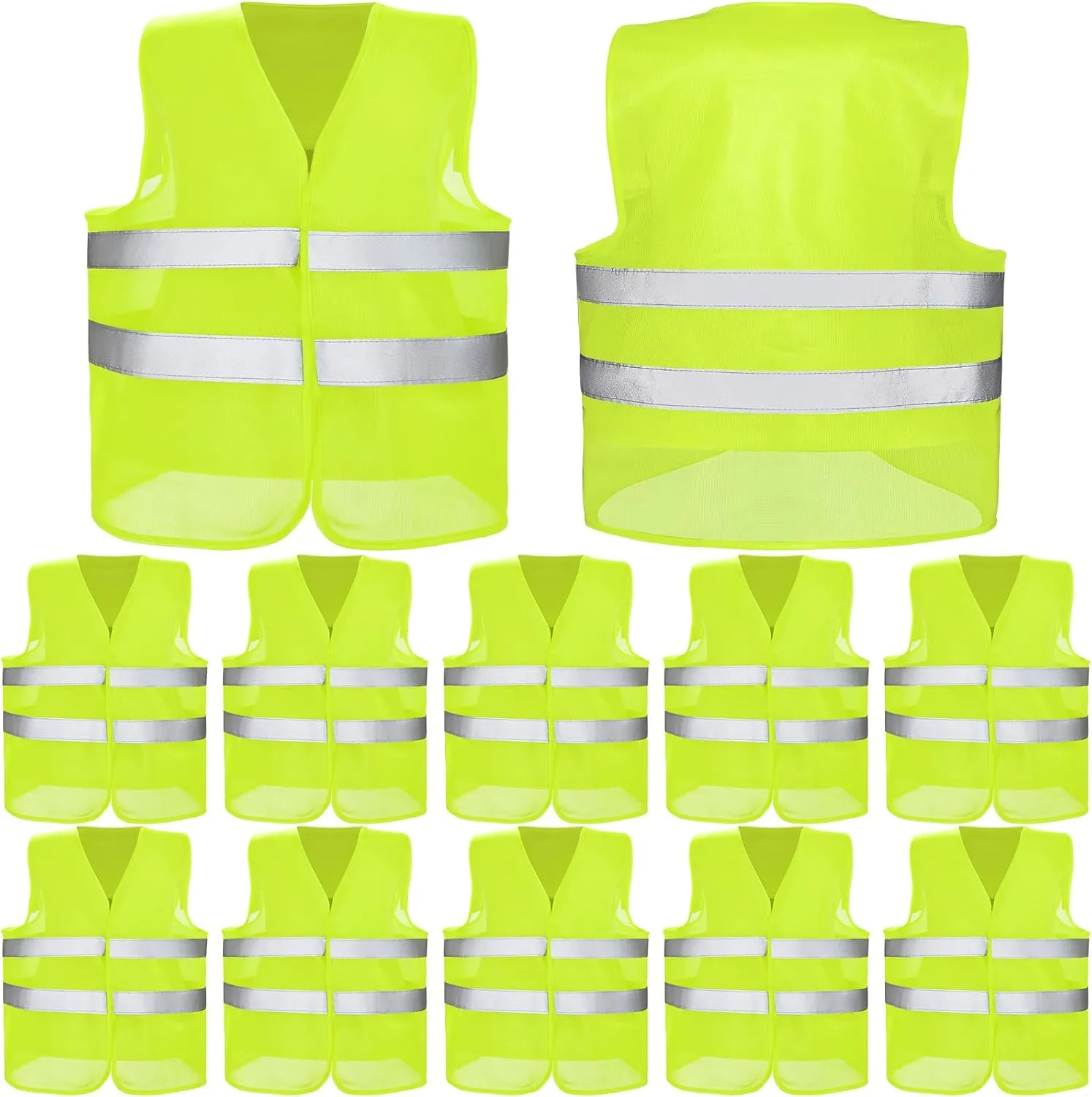 Coume 12/20 Pieces Safety Vests Bulk High Visibility Reflective Vests Mesh for Construction Working with 2 Reflective Strips