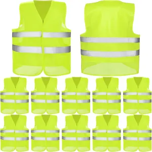 Coume 12/20 Pieces Safety Vests Bulk High Visibility Reflective Vests Mesh for Construction Working with 2 Reflective Strips