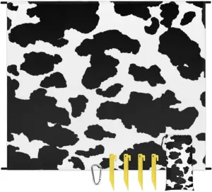 Cow Print Lightweight Beach Blanket Waterproof Sandproof 59"X68" Sand Free Beach Mat with 4 Stakes Compact Outdoor Blanket for Beach Quick Drying Picnic Mat for Travel Camping