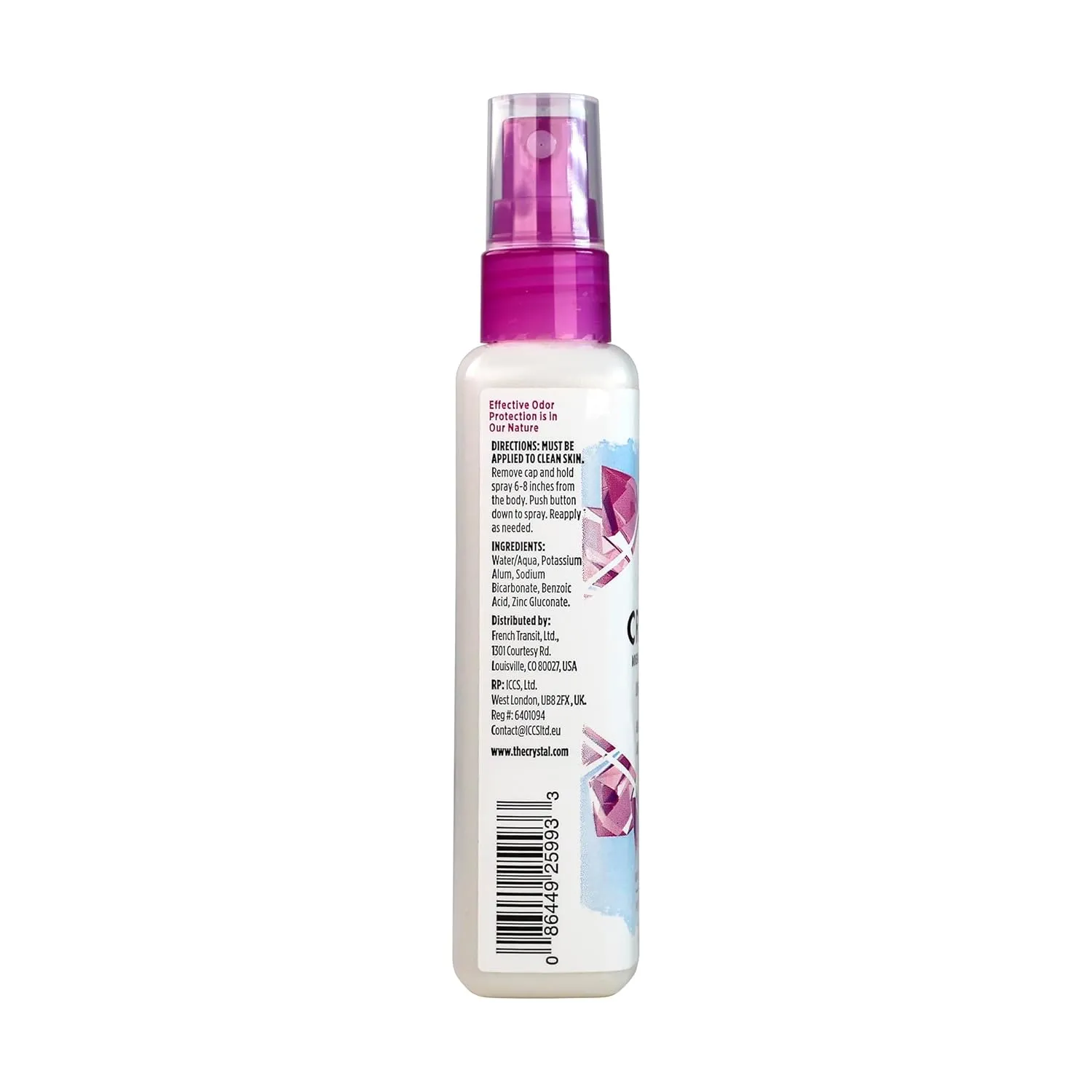 CRYSTAL Mineral Deodorant Spray- Unscented Body Deodorant With 24-Hour Odor Protection, Aluminium Chloride & Paraben Free, 4 FL OZ, Pack of 6