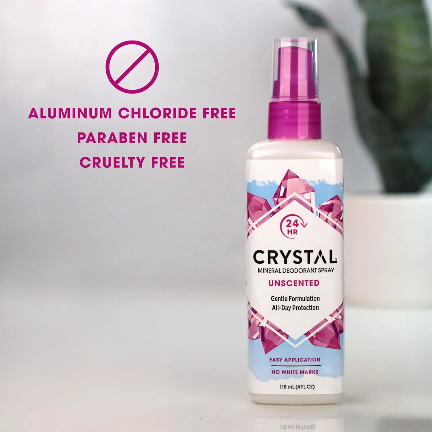 CRYSTAL Mineral Deodorant Spray- Unscented Body Deodorant With 24-Hour Odor Protection, Aluminium Chloride & Paraben Free, 4 FL OZ, Pack of 6