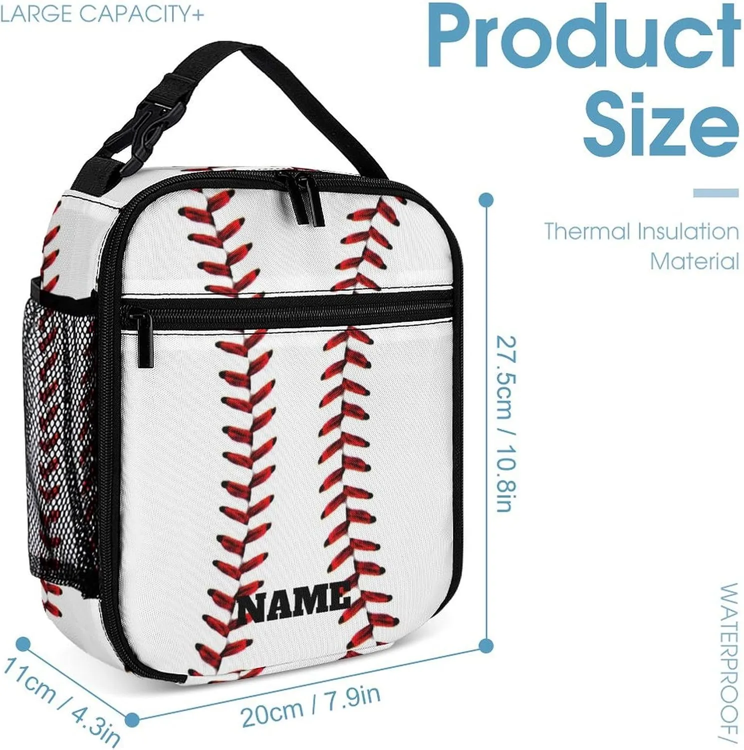 Custom Baseball Backpack with Lunch Box Set for Travel Camping Picnic Work Office, 3 in 1 Backpacks Matching Combo