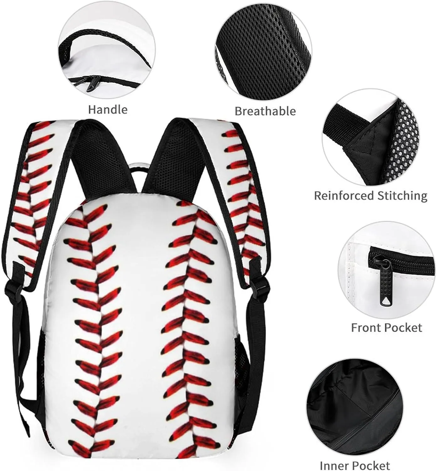 Custom Baseball Backpack with Lunch Box Set for Travel Camping Picnic Work Office, 3 in 1 Backpacks Matching Combo