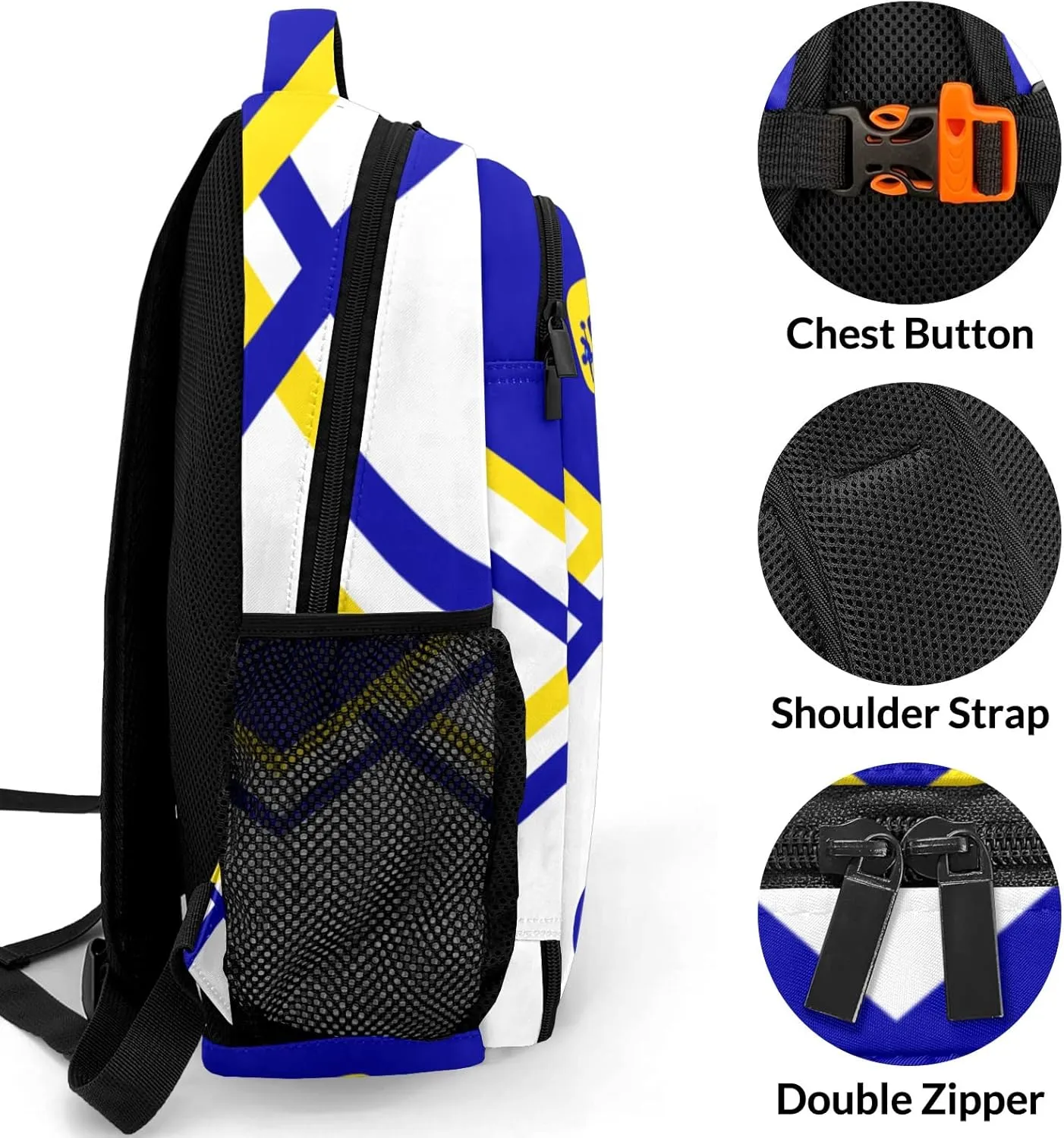Custom Cheerleaders Backpack Casual Bag Daypack for Women Men Camping Hiking Cheer Pom Blue Gold Yellow