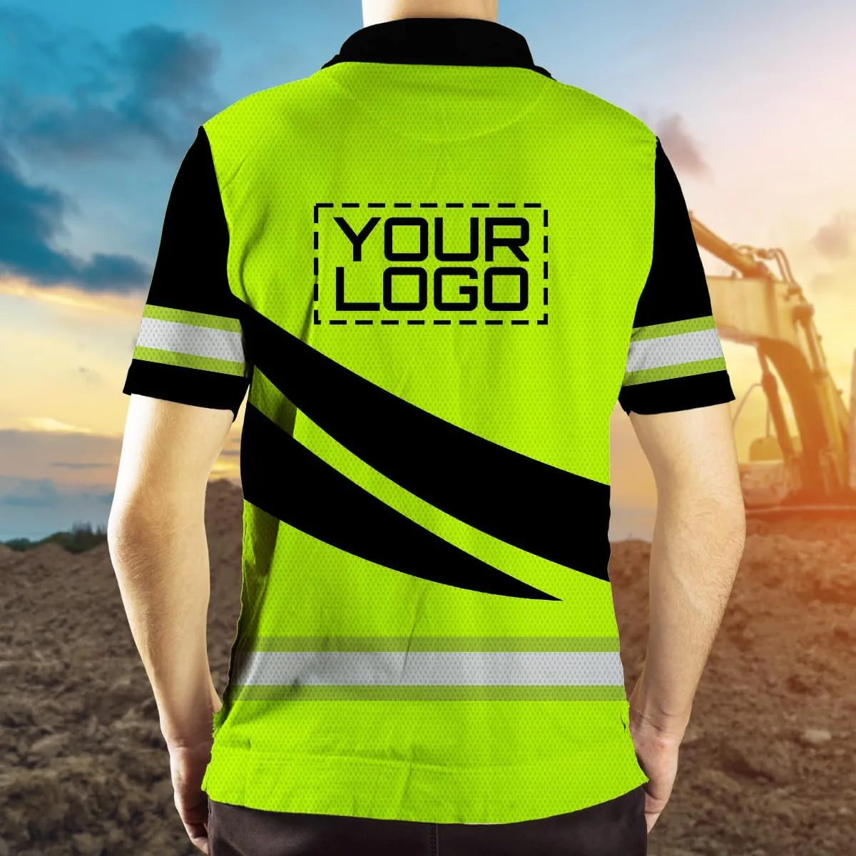 Custom Hi Vis Polo Uniform, Funny Work Shirts Reflective Hi Viz Safety Shirts Short Sleeve Company Polo Shirt