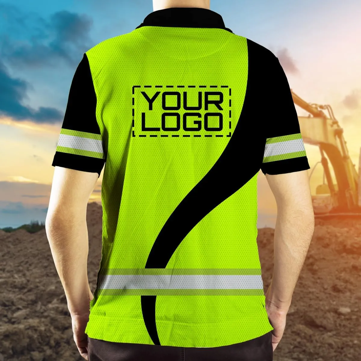 Custom Hi Vis Polo Uniform, Funny Work Shirts Reflective Hi Viz Safety Shirts Short Sleeve Company Polo Shirt