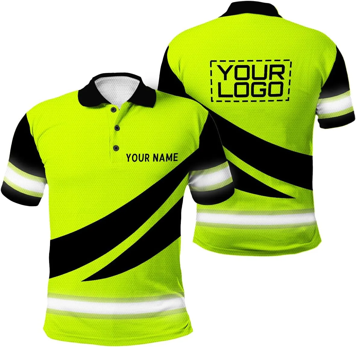 Custom Hi Vis Polo Uniform, Funny Work Shirts Reflective Hi Viz Safety Shirts Short Sleeve Company Polo Shirt