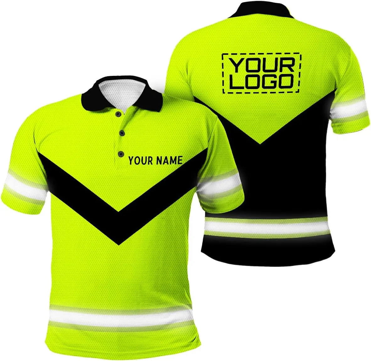 Custom Hi Vis Polo Uniform, Funny Work Shirts Reflective Hi Viz Safety Shirts Short Sleeve Company Polo Shirt