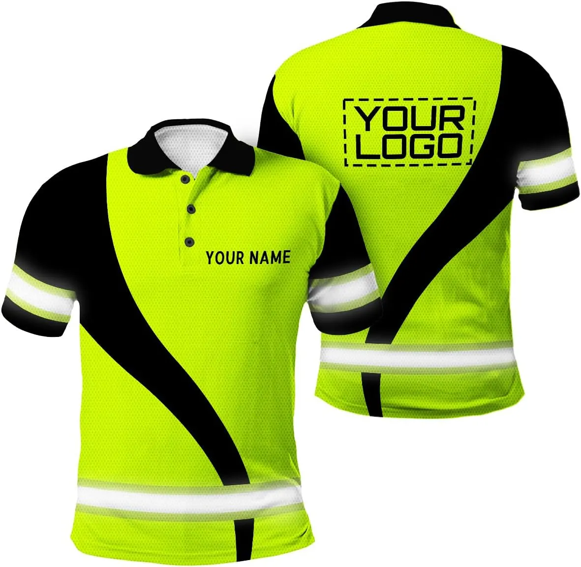 Custom Hi Vis Polo Uniform, Funny Work Shirts Reflective Hi Viz Safety Shirts Short Sleeve Company Polo Shirt