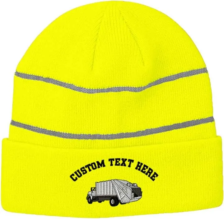 Custom Reflective Beanie Garbage Truck Embroidery Acrylic