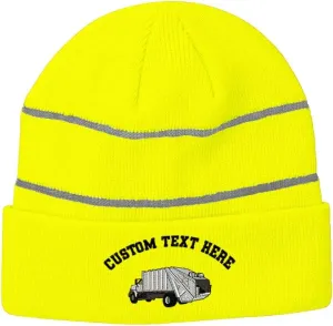 Custom Reflective Beanie Garbage Truck Embroidery Acrylic