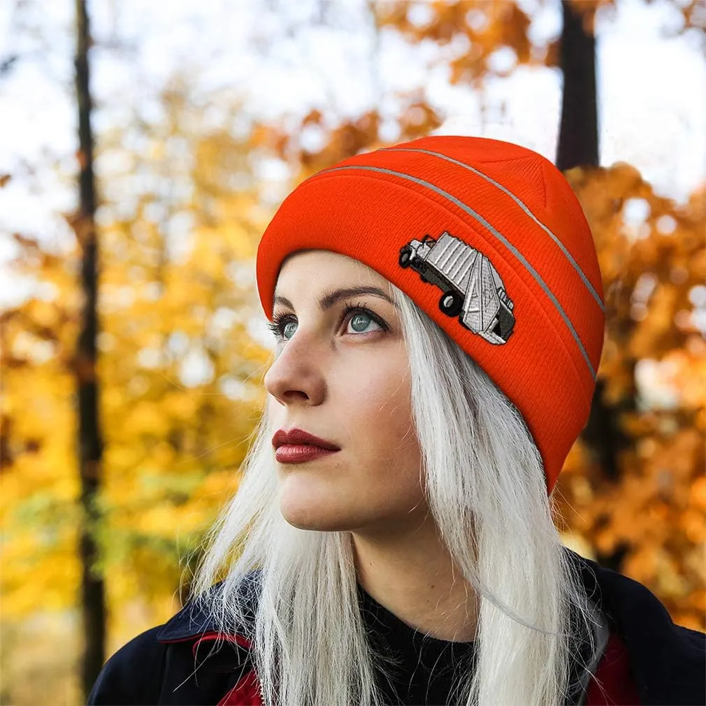 Custom Reflective Beanie Garbage Truck Embroidery Acrylic