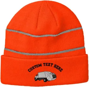 Custom Reflective Beanie Garbage Truck Embroidery Acrylic