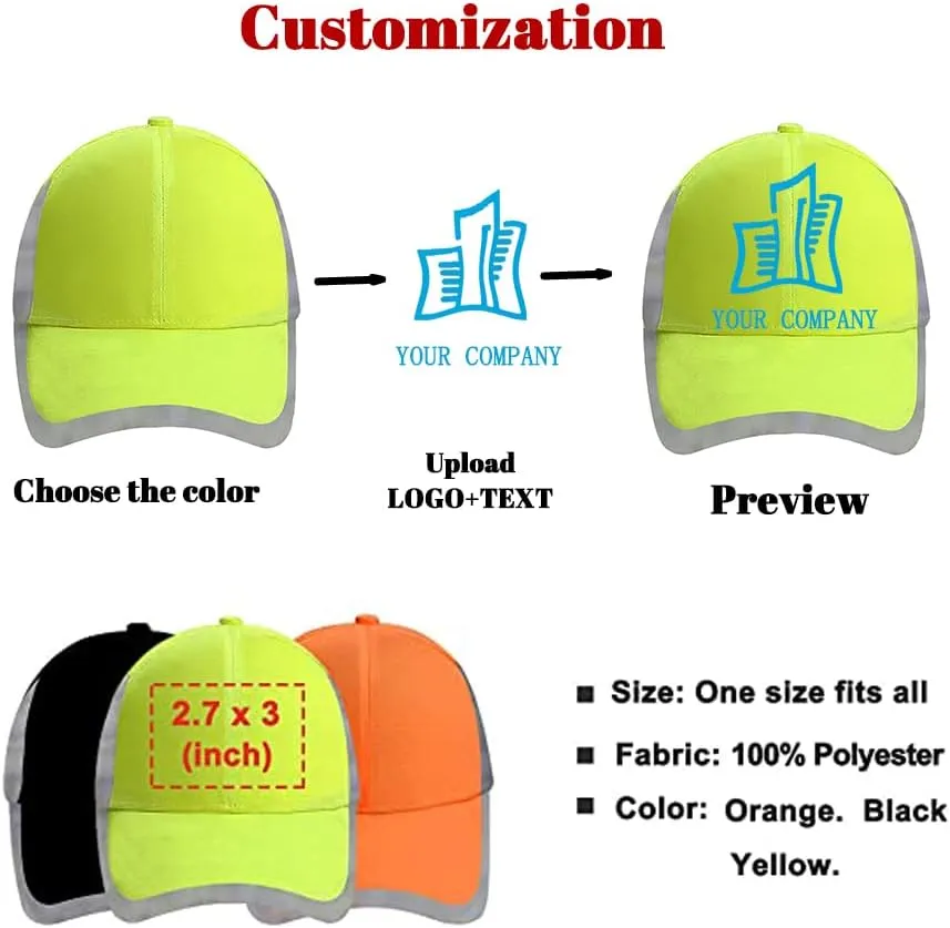 Customizable Safety Bump Cap Baseball Cap Style Hard Hats for Men and Women Lightweight Safety Hat with Reflective Stripes,Embroidery