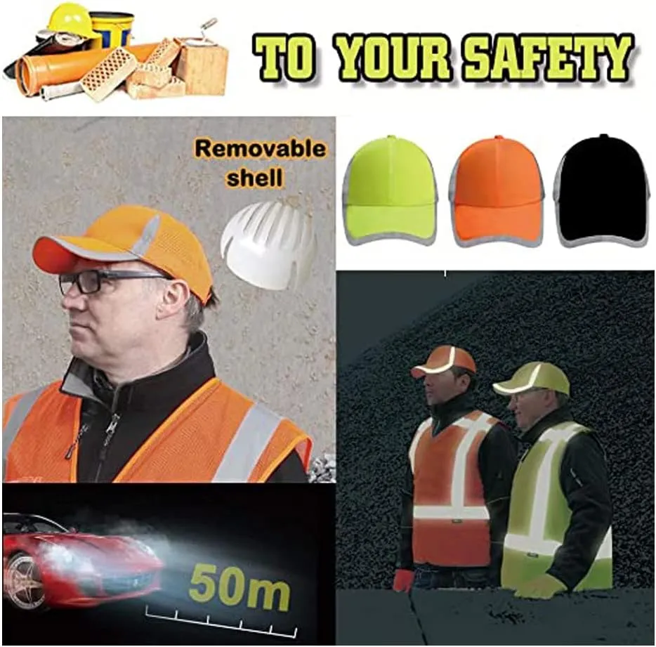 Customizable Safety Bump Cap Baseball Cap Style Hard Hats for Men&Women Lightweight Safety Hat with Reflective Stripes,Shield
