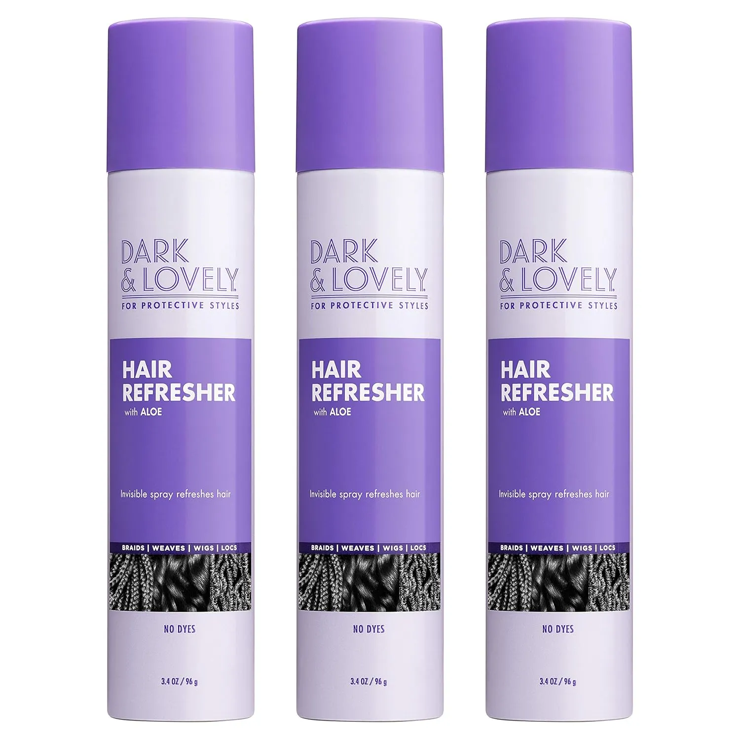 Dark and Lovely For Protective Styles Hair Refresher With Aloe for Braids, Weaves, Wigs and Locs No Dyes, SoftSheen-Carson, 3.4 oz, Pack of 3