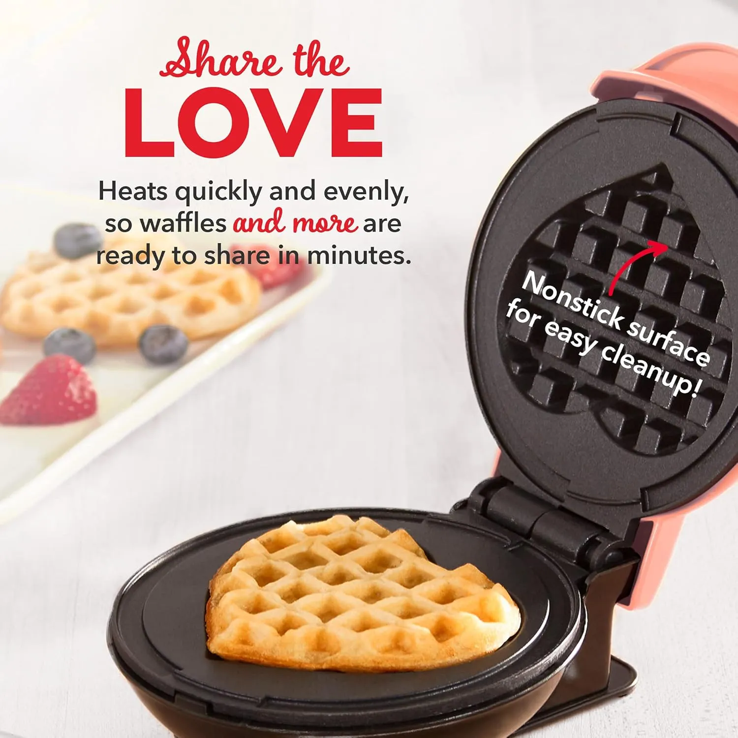 DASH Mini Maker 3-Pack Gift Set, Mini Waffle Maker   Mini Heart-Shaped Waffle Maker   Mini Maker Griddle