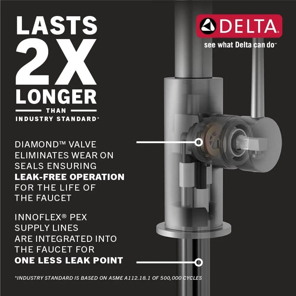 Delta 9182-CZ-PR-DST Emmeline Kitchen Faucet, Without Soap Dispenser, Lumicoat Champagne Bronze