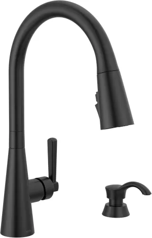 Delta Faucet Boyd Kitchen Faucet with Soap Dispenser, Kitchen Faucets with Pull Down Sprayer Black, Kitchen Sink Faucet with Magnetic Docking Spray Head, Matte Black 19893Z-BLSD-DST