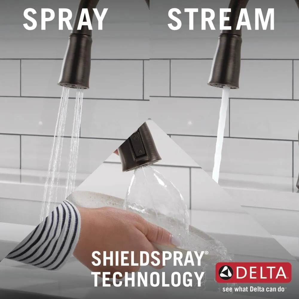 Delta Faucet Ophelia Oil Rubbed Bronze Kitchen Faucet, Kitchen Faucets with Pull Down Sprayer, Kitchen Sink Faucet, Faucet for Kitchen Sink with Magnetic Docking, Venetian Bronze 19888Z-RB-DST