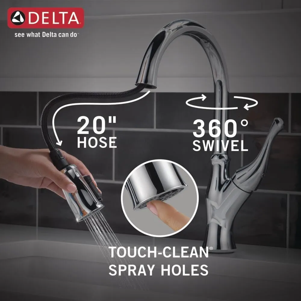 Delta Faucet Ophelia Pull Down Kitchen Faucet Chrome, Chrome Kitchen Faucets with Pull Down Sprayer, Kitchen Sink Faucet, Faucet for Kitchen Sink with Magnetic Docking Spray Head, Chrome 19888Z-DST
