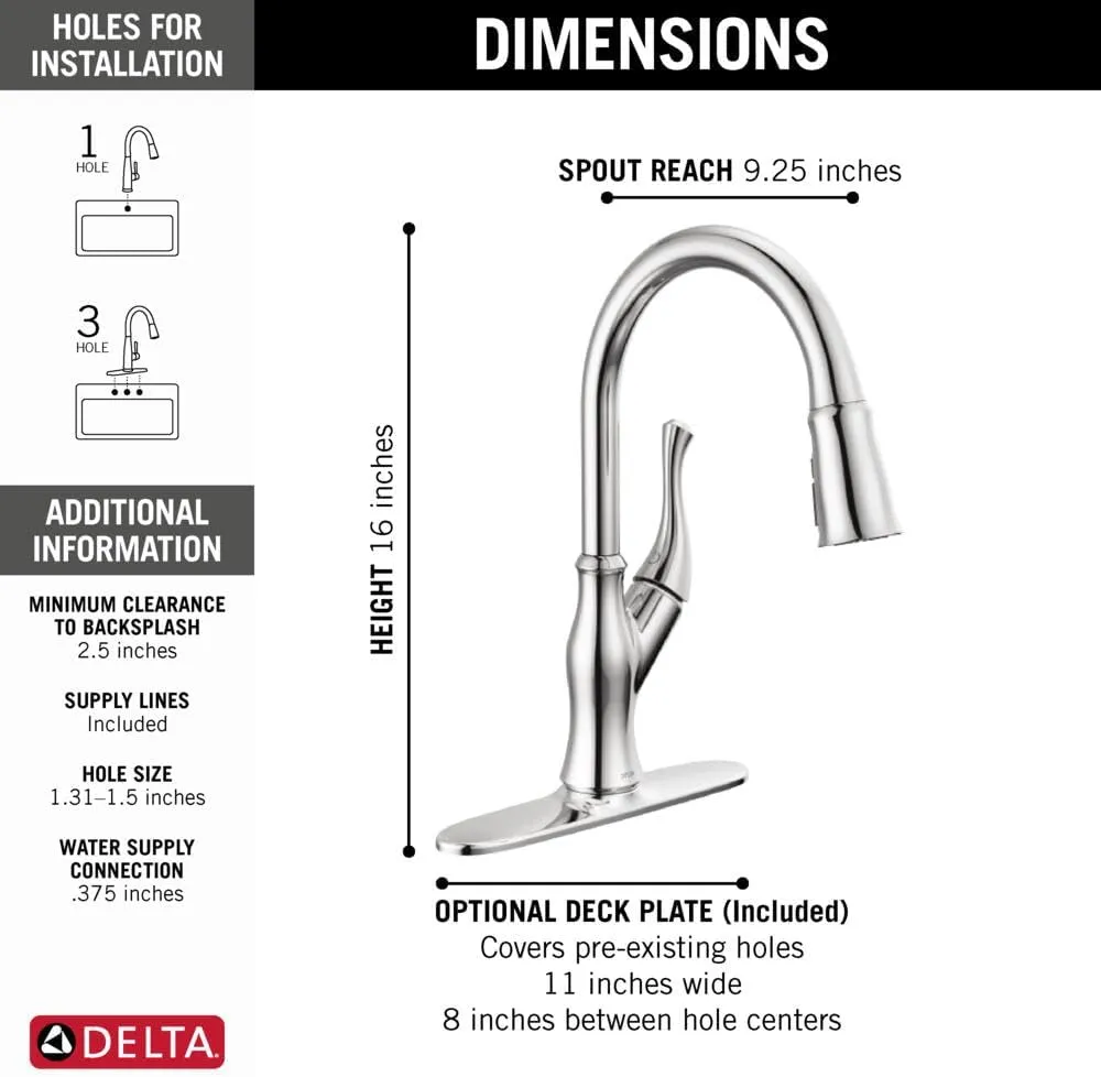 Delta Faucet Ophelia Pull Down Kitchen Faucet Chrome, Chrome Kitchen Faucets with Pull Down Sprayer, Kitchen Sink Faucet, Faucet for Kitchen Sink with Magnetic Docking Spray Head, Chrome 19888Z-DST