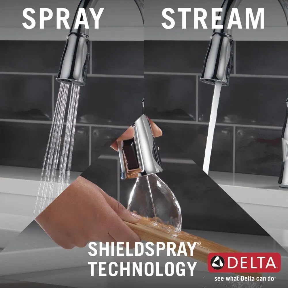 Delta Faucet Ophelia Pull Down Kitchen Faucet Chrome, Chrome Kitchen Faucets with Pull Down Sprayer, Kitchen Sink Faucet, Faucet for Kitchen Sink with Magnetic Docking Spray Head, Chrome 19888Z-DST