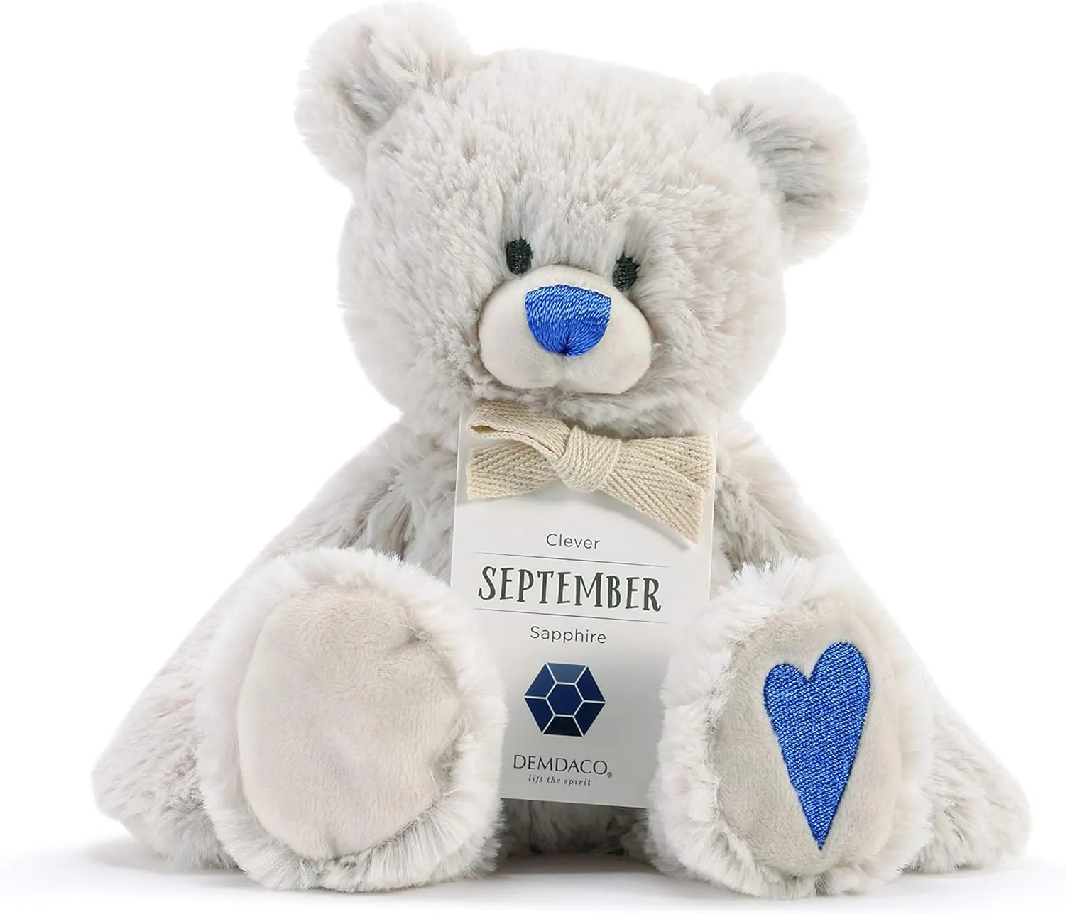 DEMDACO Clever Blue Sapphire Color September Birthstone 8.5 inch Children's Plush Stuffed Animal Toy