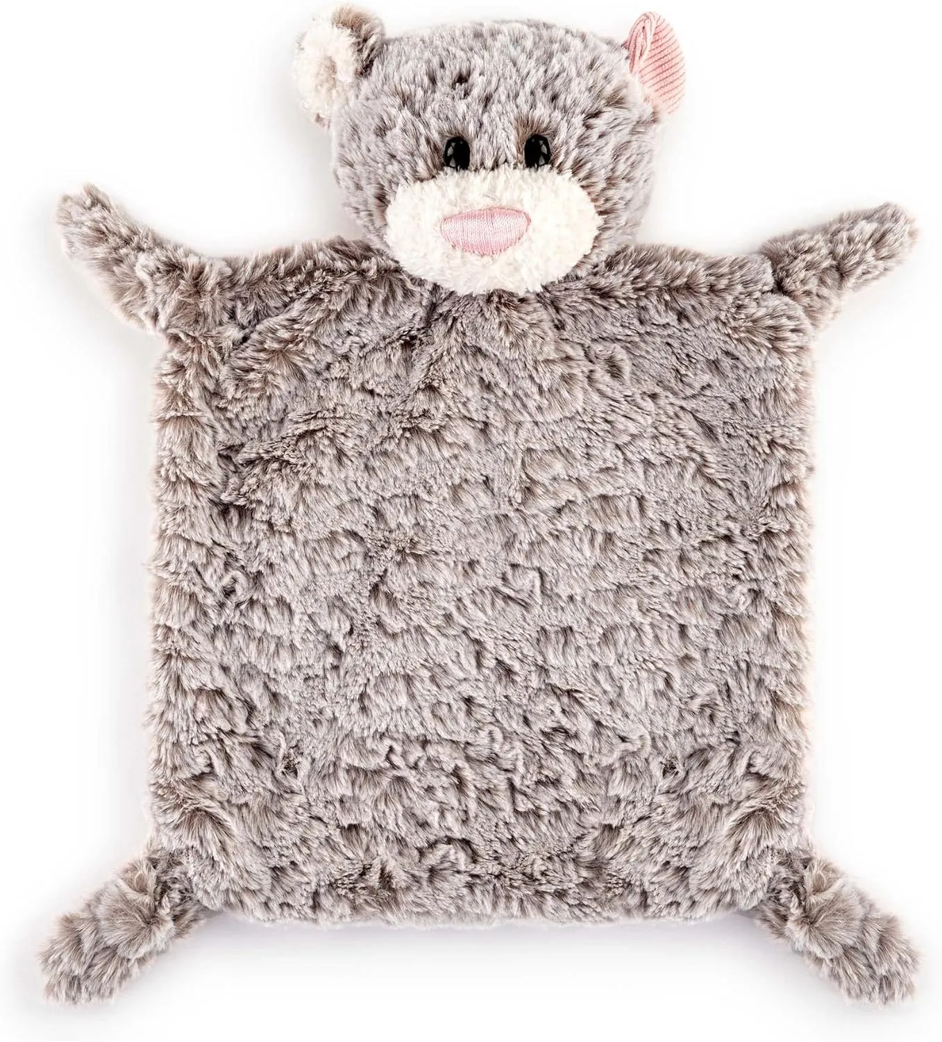 DEMDACO Giving Bear Pink and Brown 14 x 14 Inch Polyester Childrens Stuffed Animal Blankie Pink