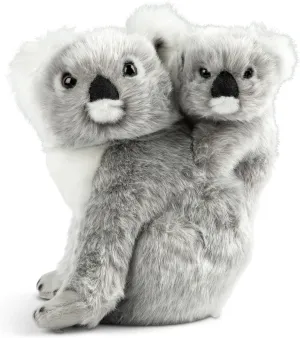 DEMDACO Momma Koala Bear with Baby 9 Inch Gray and White Polyester Plush Stuffed Animal