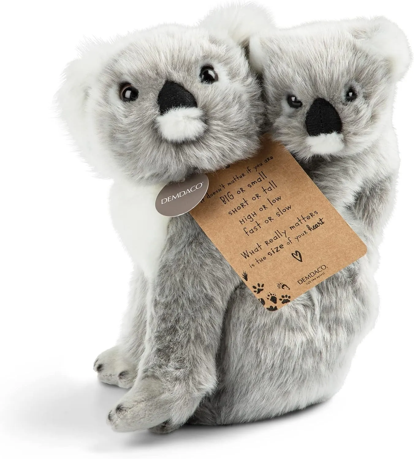 DEMDACO Momma Koala Bear with Baby 9 Inch Gray and White Polyester Plush Stuffed Animal