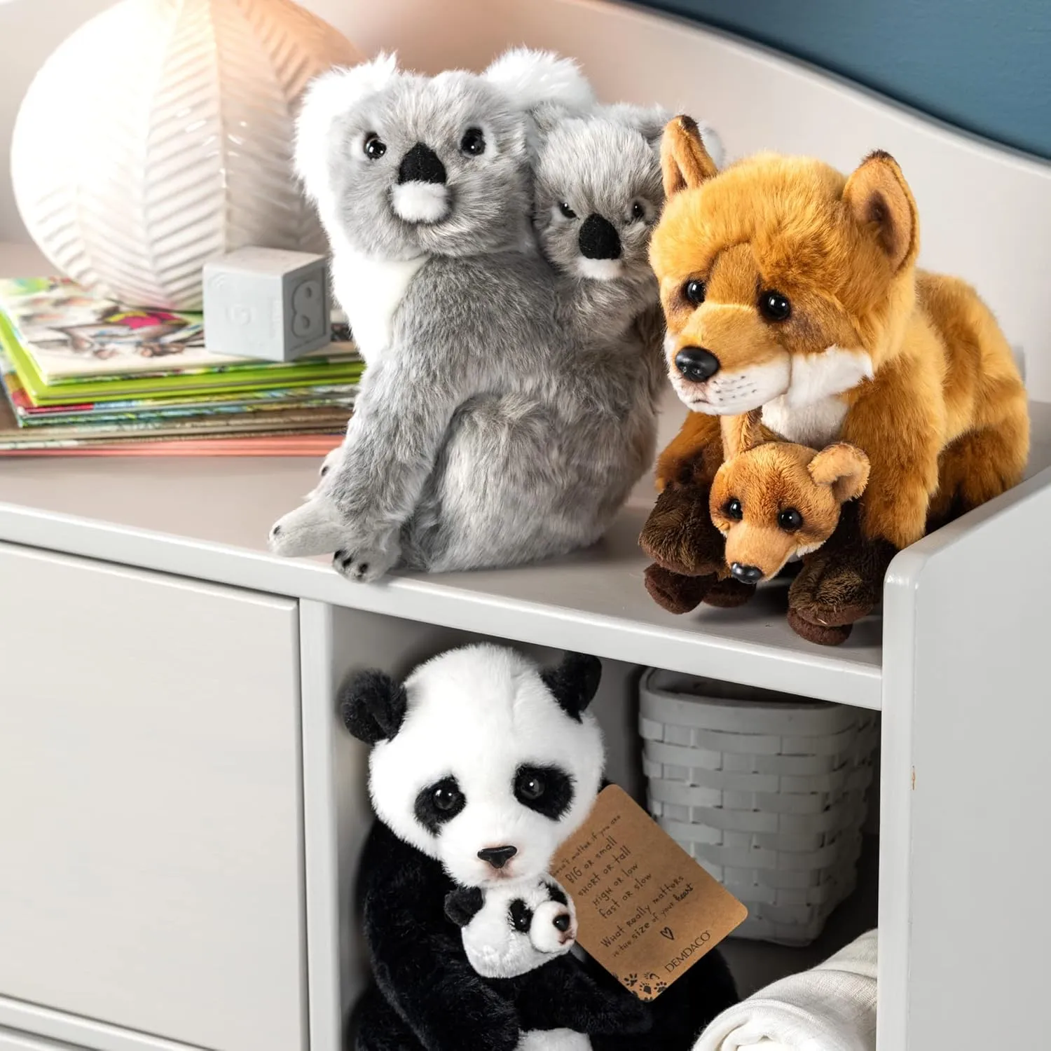 DEMDACO Momma Koala Bear with Baby 9 Inch Gray and White Polyester Plush Stuffed Animal