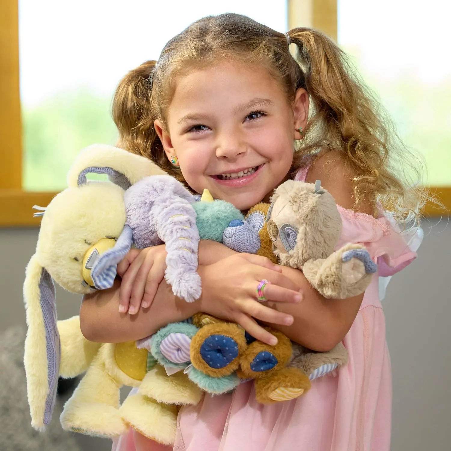DEMDACO Oddball 8 x 6.5 Inch Polyester Soft Cuddly, Huggable, Toy, Plush Stuffed Animal, Brown and Blue, Bear