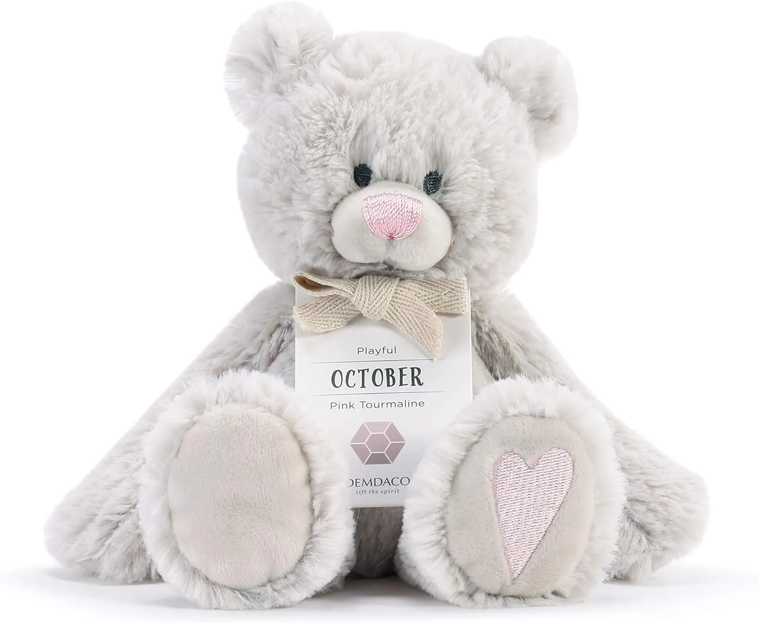 DEMDACO Playful Pink Tourmaline Color October Birthstone 8.5 inch Children's Plush Stuffed Animal Toy