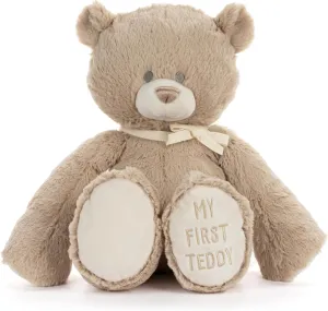 DEMDACO Welcome to The World, 12 x 11 Inch, Ultra Soft Polyester, Huggable, Cuddly, Toy, Stuffed Plush Animal, Brown, My First Teddy Bear