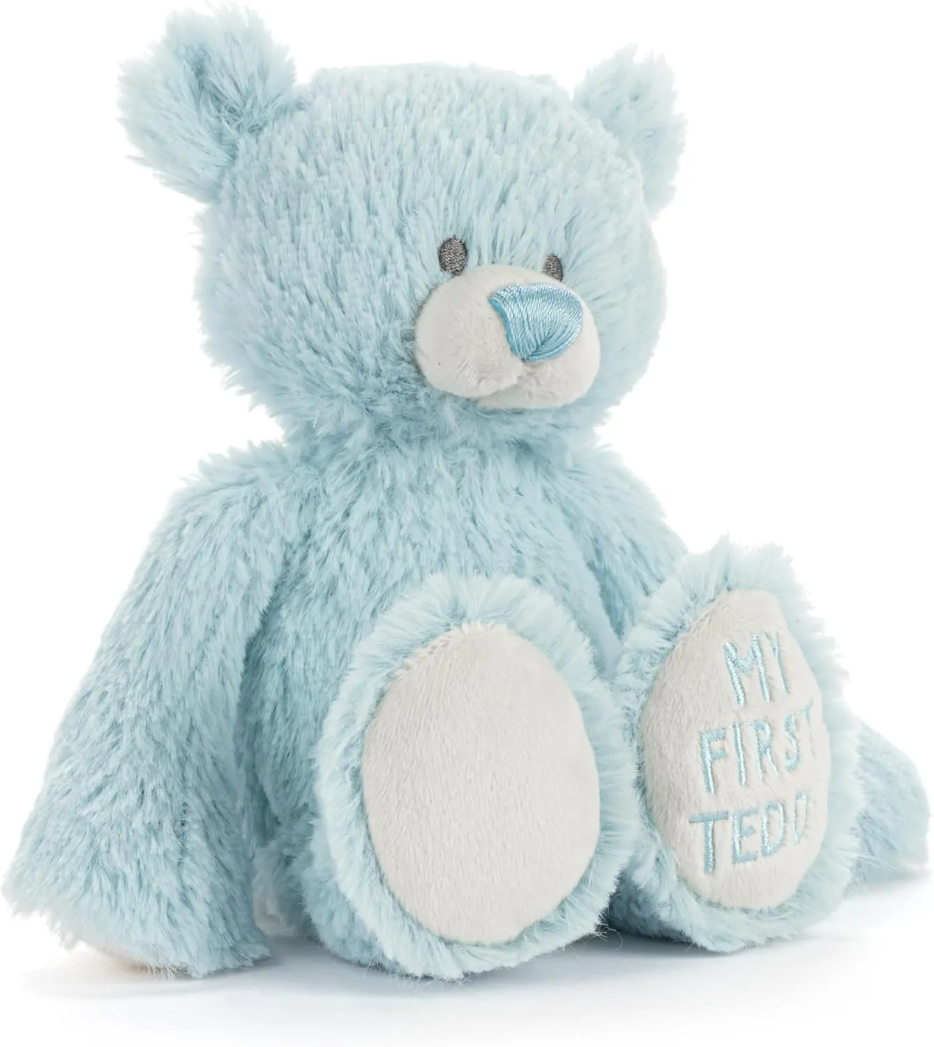 DEMDACO Welcome to The World, Mini 7.5 x 6.5 Inch, Ultra Soft Polyester, Huggable, Cuddly, Toy, Stuffed Plush Animal, Blue, My First Teddy Bear