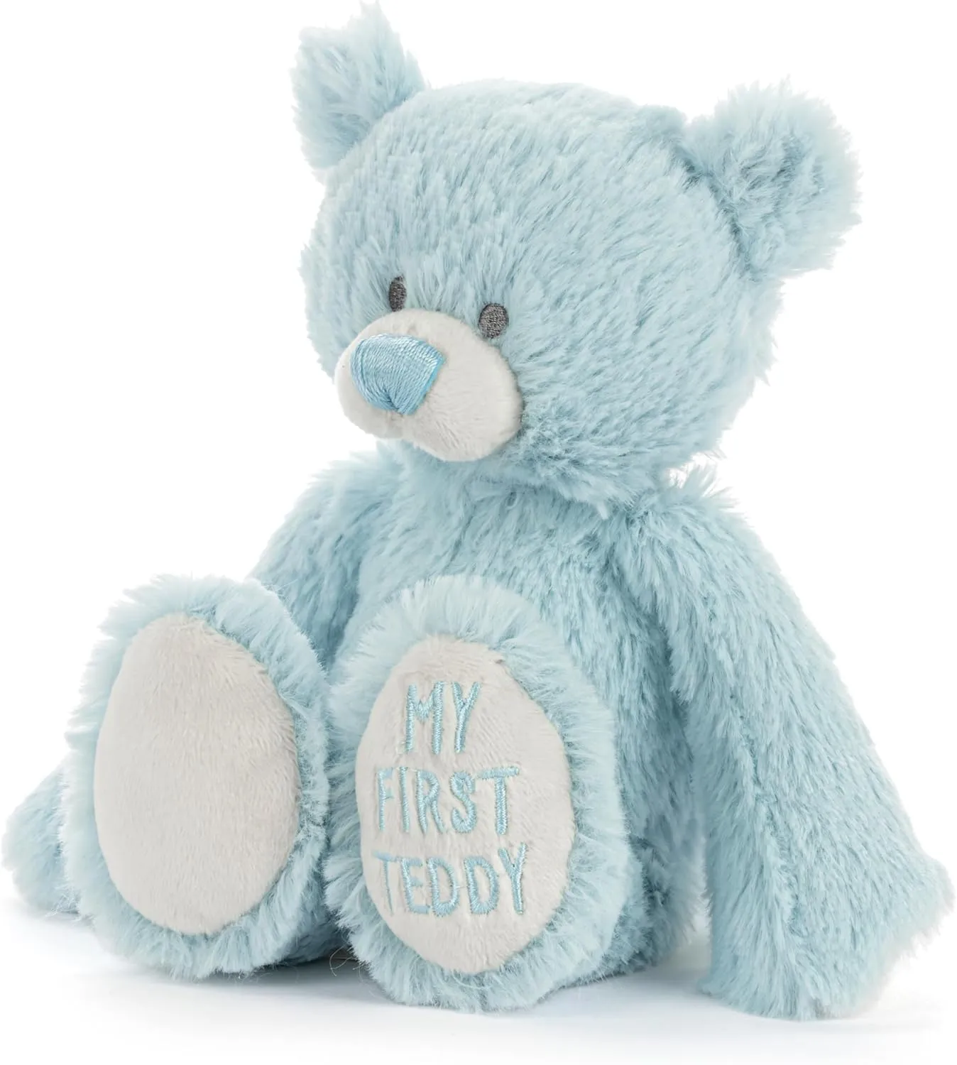 DEMDACO Welcome to The World, Mini 7.5 x 6.5 Inch, Ultra Soft Polyester, Huggable, Cuddly, Toy, Stuffed Plush Animal, Blue, My First Teddy Bear