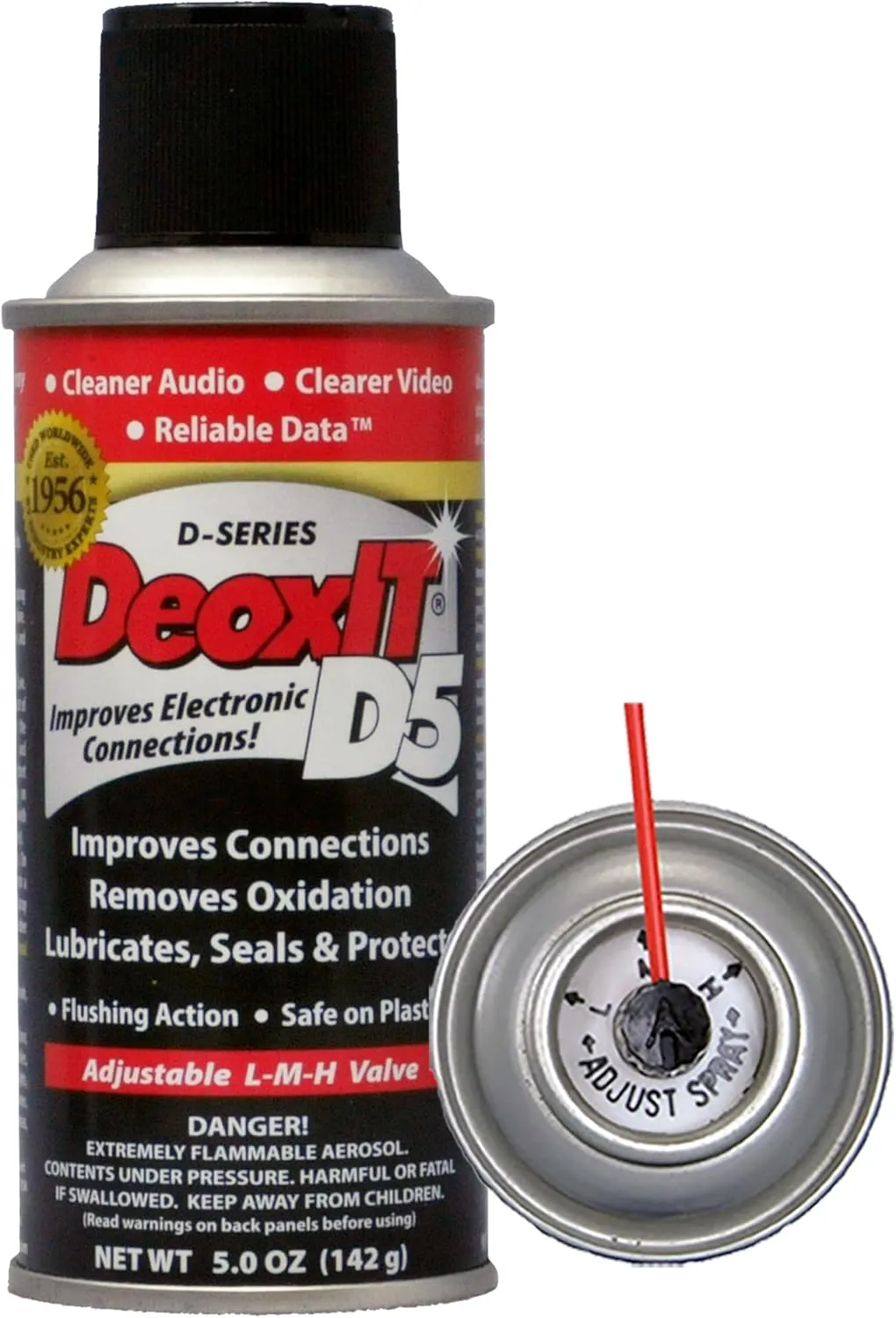 DeoxIT D5S-6 Spray, More Than A Contact Cleaner, 142g, Integrated Straw, Pack of 1