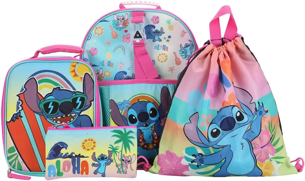Disney Lilo & Stitch 5-Piece Backpack & Lunchbox Set