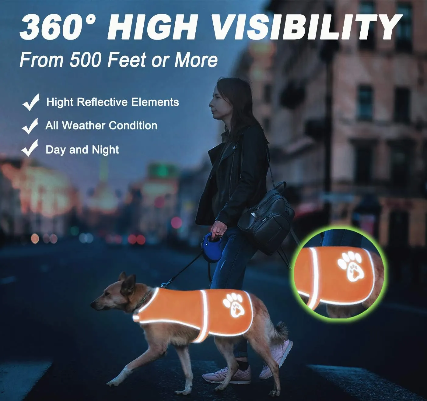 Dog Vest, Blaze Orange Hunting Vest, Safety Reflective Dog Jacket, Chaleco Reflectante para Perros, High Visibility and Safety from Hunters, Cars and Other (Blaze Orange, M)