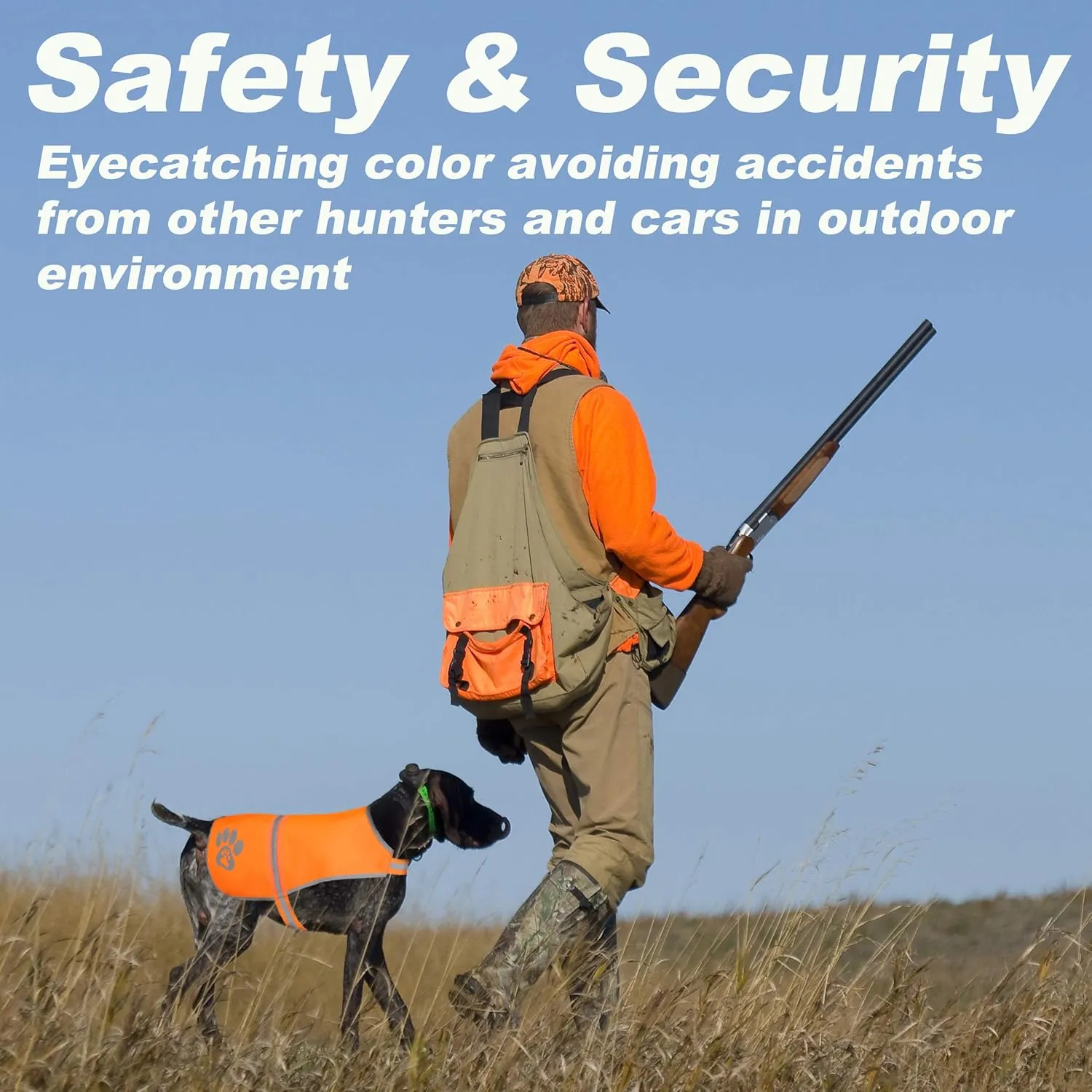 Dog Vest, Blaze Orange Hunting Vest, Safety Reflective Dog Jacket, Chaleco Reflectante para Perros, High Visibility and Safety from Hunters, Cars and Other (Blaze Orange, M)