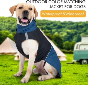 Dog Winter Coat, X-Small, Blue Yellow, Waterproof, High-Collar, Reflective Strip, Leash Hole, Polyester